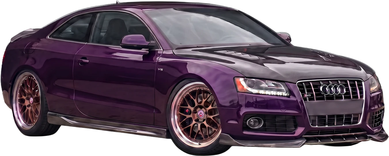 Audi S5 full build: purple wrap, bronze wheels, carbon aero — after